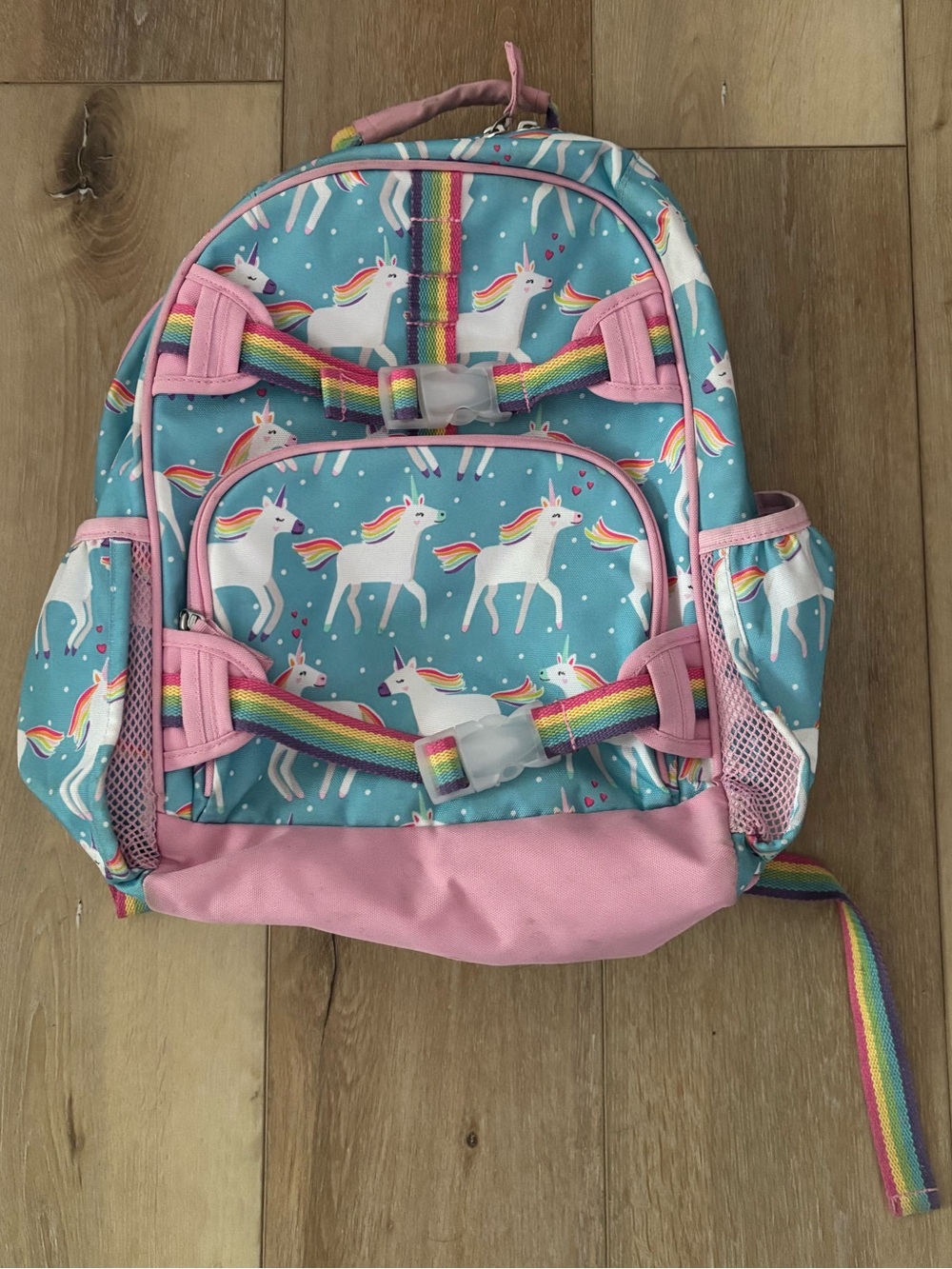 Pottery Barn Kids Aqua Unicorn Parade Mackenzie Backpack Large